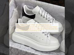 厚底レースアップホワイトスニーカー McQueen 身長を高く見せることができる、快適で汎用性の高いスタイル。ラウンドトゥの牛革は、快適で汎用性の高い、新しい厚底身長アップシューズです。