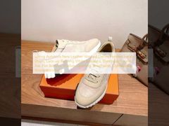 春夏新作レザーウォッシュデニムエルメススポーツシューズ、レースアップランニングホワイトスニーカー、シープスキンラウンドトゥ、フラットボトム、浅い開き、通気性、軽量、衝撃吸収