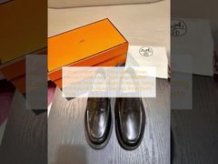 カジュアルレザーシューズ、光沢のある革靴、エルメスフォーマルメンズオープンエッジビーズカウハイド厚底身長アップ、春夏耐久性、ワンステップブリティッシュダービーシューズ