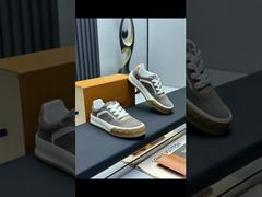 メンズシューズ、キャンバスプリントフラットカジュアルシューズ、ルイ・ヴィトン韓国版ローカットカップル厚底