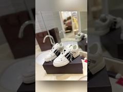 New Casual Men's Shoes: Valentino Genuine Leather White Sneakers, Letter Woven Strap Thick-soled Spo