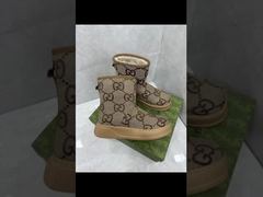 女性有名人のクロスボーダー スノーブーツ、グッチ本革暖かさ、ぬいぐるみ