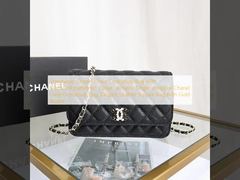 Streetwear Chanel Chain Crossbody Bag With Diamond-patterned Caviar, Versatile Single-shoulder Chanel Lady Crossbody Bag, Elegant Leather Square Bag With Gold Buckle