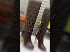 New European And American Fashion Show Style Long Fendi Boots, High Heels, Round Head Buckle Letter 