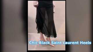 Saint Laurent Heels Black Matte 9cm Pointed Toe