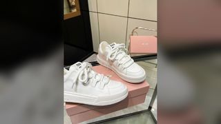 Miu Miu White Sneakers Thick Sole Luxury Comfort
