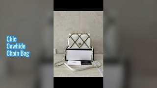 Chic European Style Cowhide Chain Bag