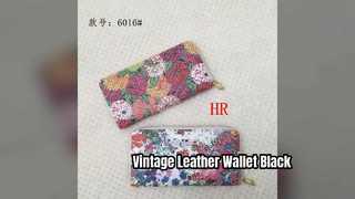 Genuine Leather Japanese Wallet Vintage Zipper Black